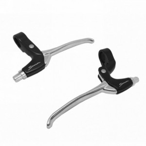 Pair of brake levers v-brake 4 fingers black / silver for com. dx - 3