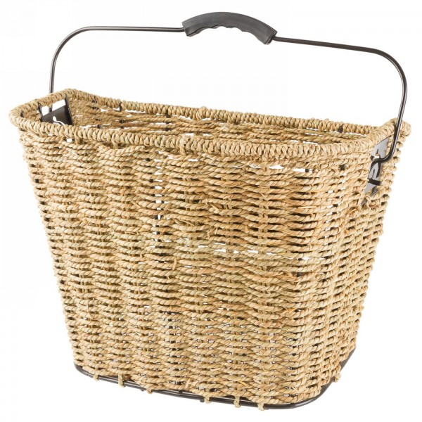 Seagrass basket, approx. 35x25x26/22 cm (wxlxh), for mounting on handlebars, with clip-on holder 431523 - 1