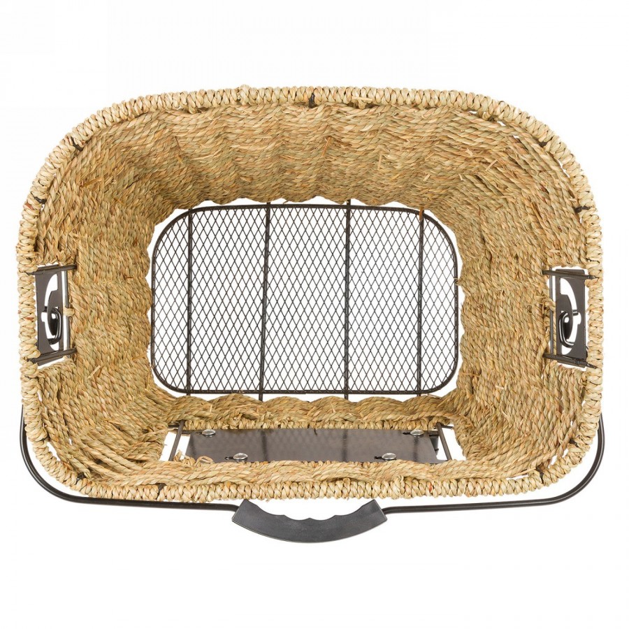 Seagrass basket, approx. 35x25x26/22 cm (wxlxh), for mounting on handlebars, with clip-on holder 431523 - 2