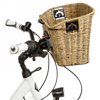 Seagrass basket, approx. 35x25x26/22 cm (wxlxh), for mounting on handlebars, with clip-on holder 431523 - 4