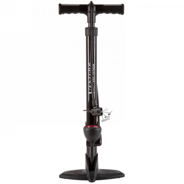 Floor pump ventura, steel, black, with pressure gauge, with universal double pump head, with adapter for air mattress and ball n