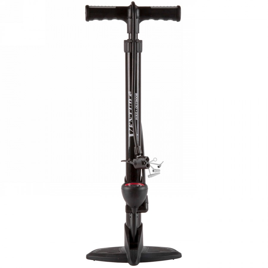 Floor pump ventura, steel, black, with pressure gauge, with universal double pump head, with adapter for air mattress and ball n