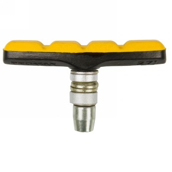 V-brake shoes, symmetrical, 70mm, black/yellow, with bolt with thread and fastening parts, in pairs on promax euro hole card - 2