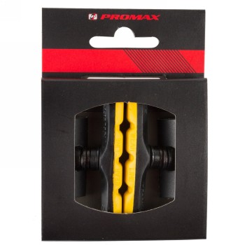 V-brake shoes, symmetrical, 70mm, black/yellow, with bolt with thread and fastening parts, in pairs on promax euro hole card - 4