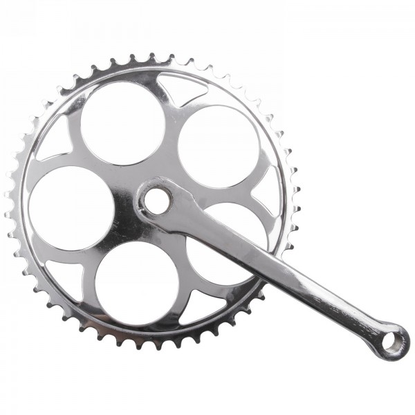 Crankset 1/2x1/8, crank arm 170 mm, chrome, 46 t., fully packed in bag, with internal bearing - 1