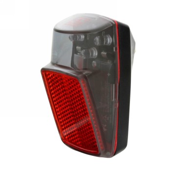 Battery rear light, for mudguard mounting, with 3 leds, transparent / red reflector, with batteries, mv - 1