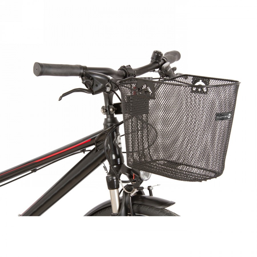 Wire basket m-wave, elongated, approx. 21.5x31x25/23 cm (wxlxh), black, fine mesh, with stem clip-on holder - 2