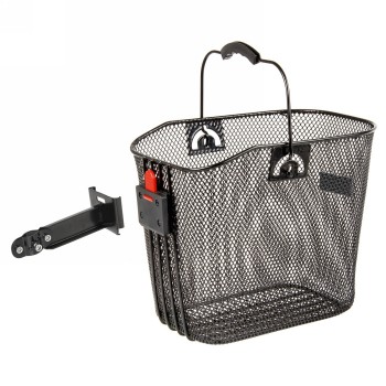 Panier en fil métallique m-wave, allongé, env. 21,5x31x25/23 cm (lxlxh), noir, mailles fines, avec support pour potence à clipse