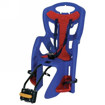 Asiento infantil, para la parte trasera, fijación al tubo del asiento, azul oscuro/rojo - 1