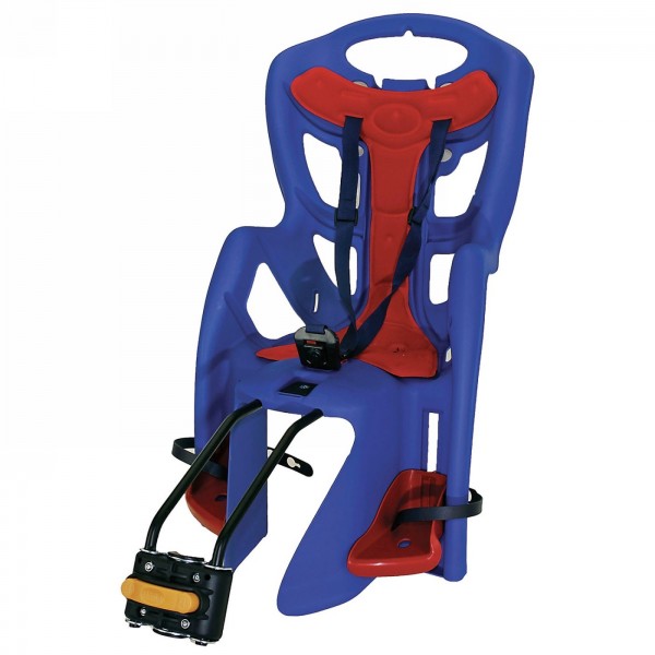 Asiento infantil, para la parte trasera, fijación al tubo del asiento, azul oscuro/rojo - 1