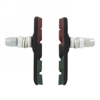 V-brake shoes, 70mm, three-coloured (brown/black/green), with bolt with thread and fastening parts, in pairs on - 1