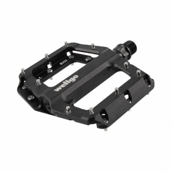 Pair of black flat pedals aluminum body cr-mo pin 106x105x22mm - 1