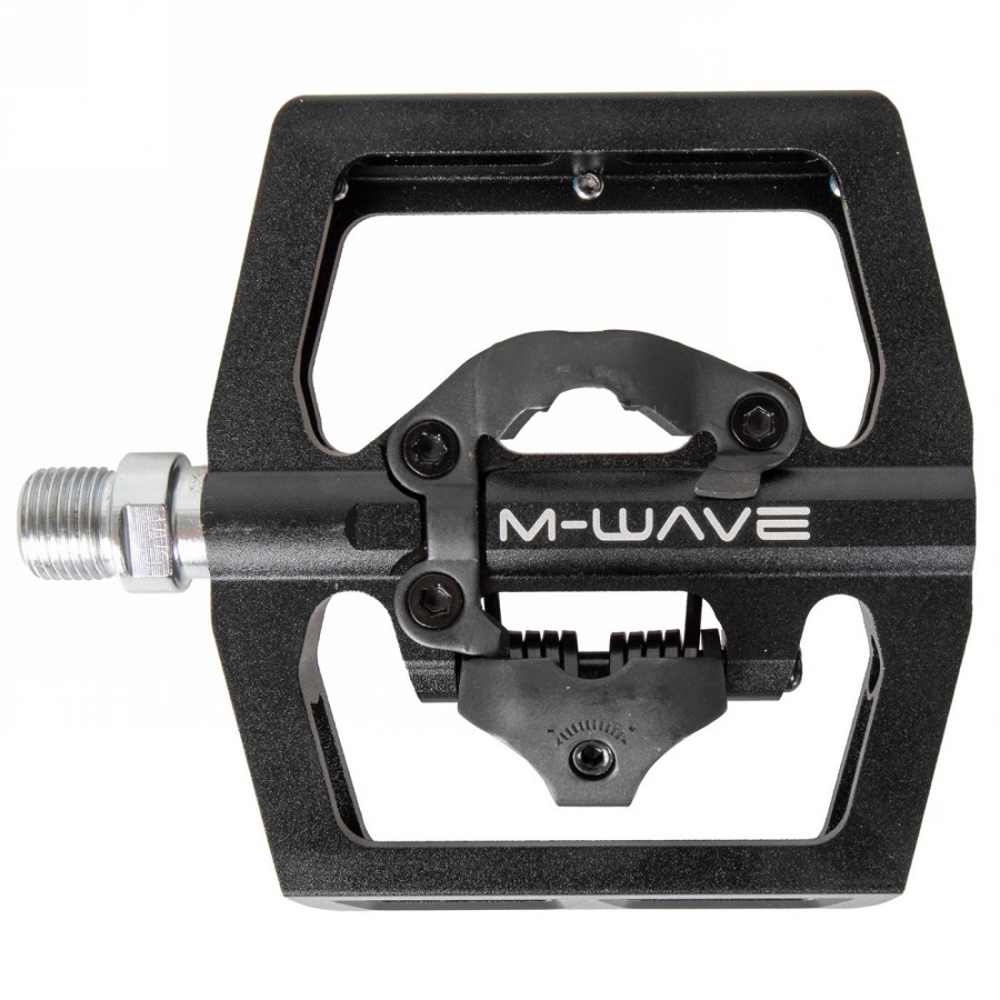 Pedale combinato m-wave freedom clipless, corpo in alluminio fresato al CNC, sistema a scatto su un solo lato (compatibile con t