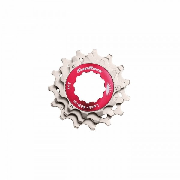 Lockring rosso+pignoni 11v in alluminio argento - corpetto shiman - 1 - Cassette - 4710944264128