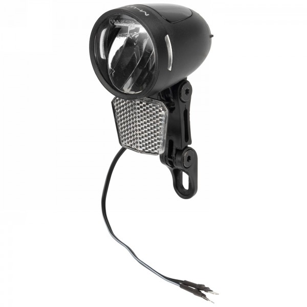 E-bike front light apollon e 80, 80 lux, 6-48v dc, with detachable reflector, with 2-joint plastic holder, with german - 1