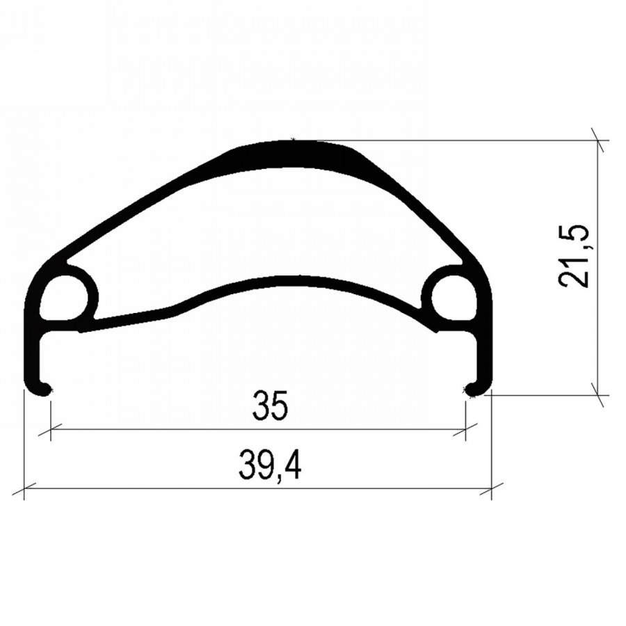 Cerchio in lega per dischi mtb, 27,5' (650b), 584 x 35 mm, 32 fori, nero, con occhielli singoli - 2 - Cerchi - 0887539035907