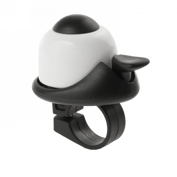 Mini bell m-wave, white aluminium / black plastic base, with holder for handlebars, on card - 1