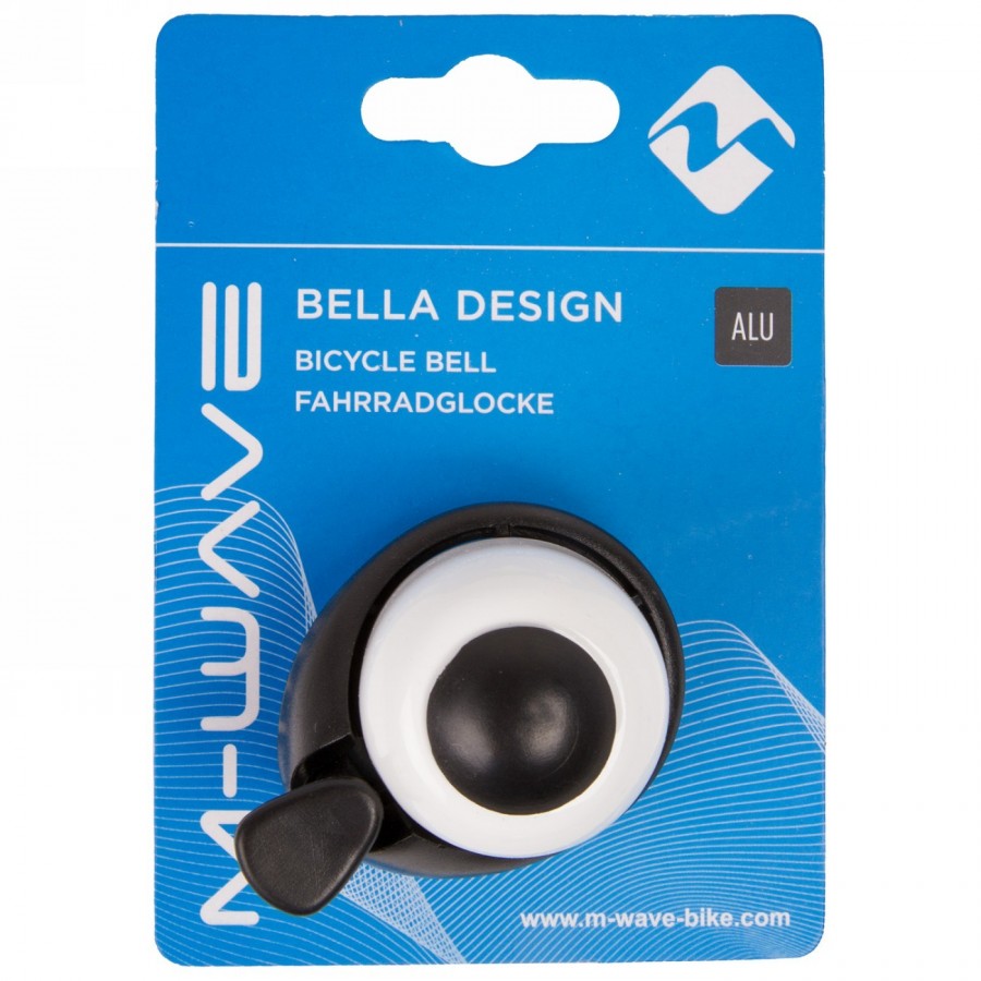 Mini bell m-wave, white aluminium / black plastic base, with holder for handlebars, on card - 3