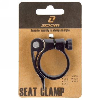 Saddle clamp zoom, aluminium, black, with quick release and clamp 35.0 mm, on card, en tested (en 14766) - 2