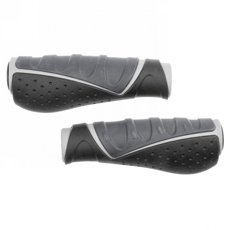 Bicycle handlebar grips, comfort grip, exterior in soft d3 compound, black/gray - 1