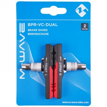 Ganasce per freni a V bpr-vc-dual m-wave, 70 mm, bicolore (rosso/nero), con bullone con filettatura e parti di fissaggio, in cop