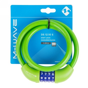 Cerradura de combinación de cable espiral de silicona m-wave 'ds 12.10 s', 1000 x 12 mm, verde, en tarjeta - 3