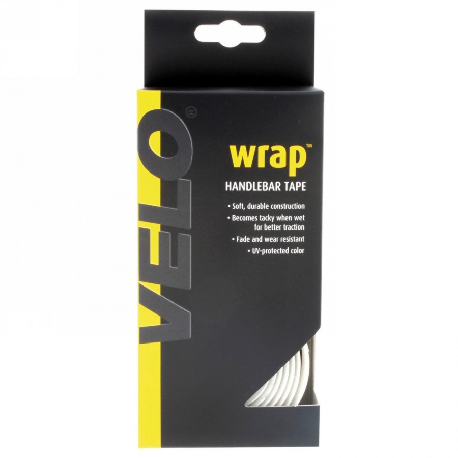 Handlebar tape, velo, white, each 2 x 160 cm x 3 cm + 9 cm x 3 cm, + handlebar plugs + adhesive tape, in velo-box - 4