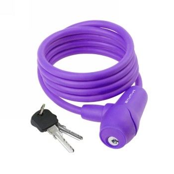 M-Wave spiral silicone padlock, 1500 x 8 mm, purple, on card - 1