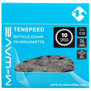 Catena da bicicletta m-wave, 1/2x11/128, 116 maglie, grigia, 10 velocità, con maglia di collegamento 5,59 mm, ek - 2 - Catena - 