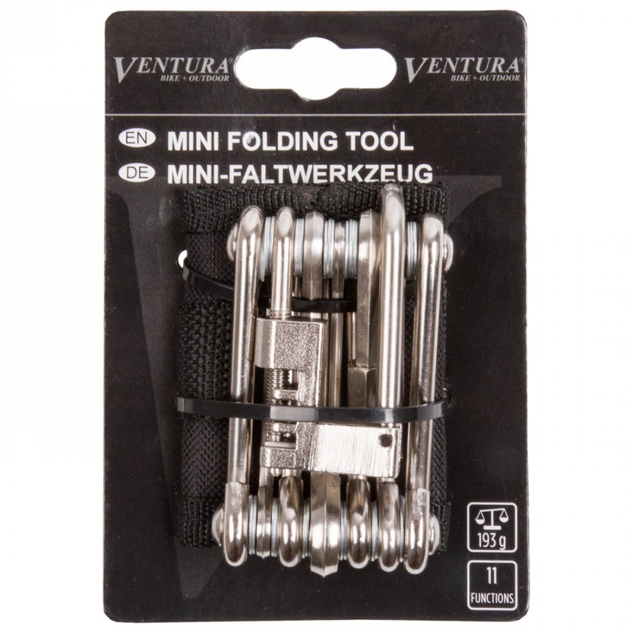 Folding tool ventura, 11 functions, chain rivet pusher, allen key 2/2.5/3/4/5/6/8 mm, 1 each cross/torx t25 and - 3