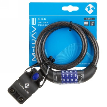 Cerradura de cable, con 4 discos numéricos, con código de seguridad personal ajustable, 600 x 12 mm, cable trenzado con - 2