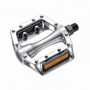 Par de pedales de aluminio para bmx con rosca de 9/16", color plata - 1