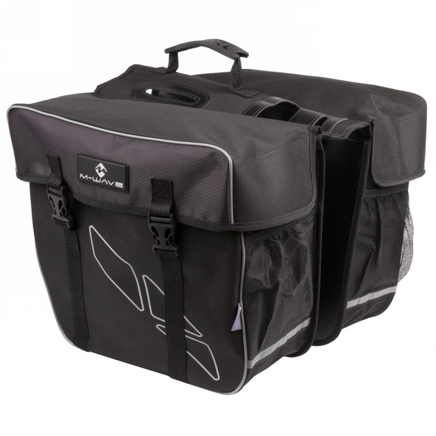 carrier bag 'm-wave amsterdam double', polyester 600 d, black/grey, total width approx. 50 cm, pockets: 34 x 17 x 30 cm - 1