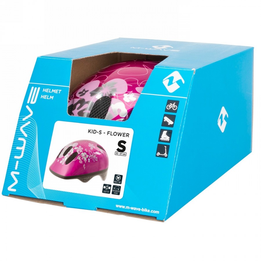 Casco infantil kid-s, diseño: flor, talla s 52 - 57 cm, caja - 6