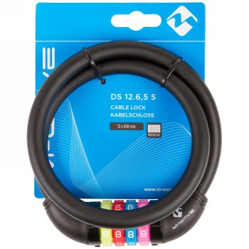 Candado de cable M-Wave 'ds 12.6,5 s', con revestimiento de silicona, 650 x 12 mm, negro, en tarjeta - 3