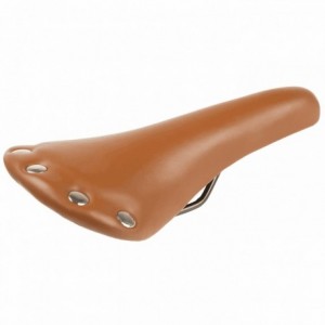 Fixed brown eco-leather saddle with studs without clamp - 1