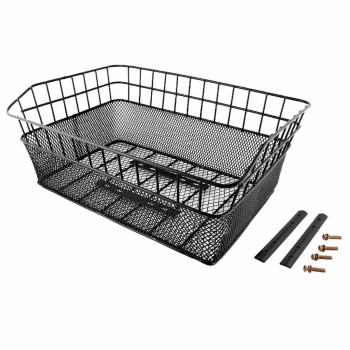 Rear basket maxi 45x30x18cm rectangular in black steel - 1