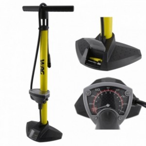 Floor pump with steel body pressure gauge + double fitting for all types of 620mm valves - 1