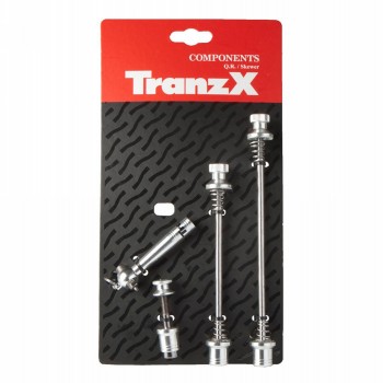 Quick release set, front wheel/rear wheel/seat post/lever, silver, on tranz x card - 6