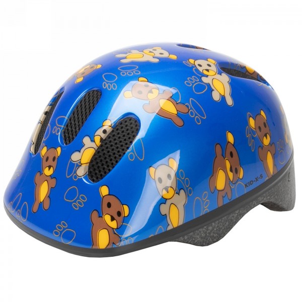 Casque pour petits enfants kid-x-s, design : teddy (bleu), taille xs 46 - 52 cm, boîte - 1