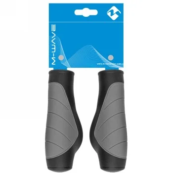 Pair of cloud base 3 grips, 125 mm, material: tpr, black/gray, anatomical shape, mv 084157: euro hole card for m-wave. - 3