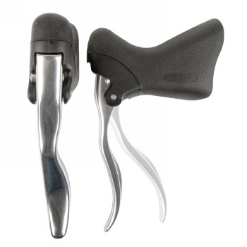 Aero brake lever pair, made of aluminum, with return spring and hand rest without cable, mv - 2