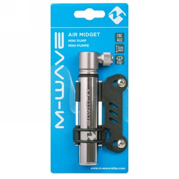 mini pompe miniatair, m-wave, alu, seulement 120 mm et 68 g, pour fv et av, max. 90 psi / 6.2 bar, avec support, sur carte - 3