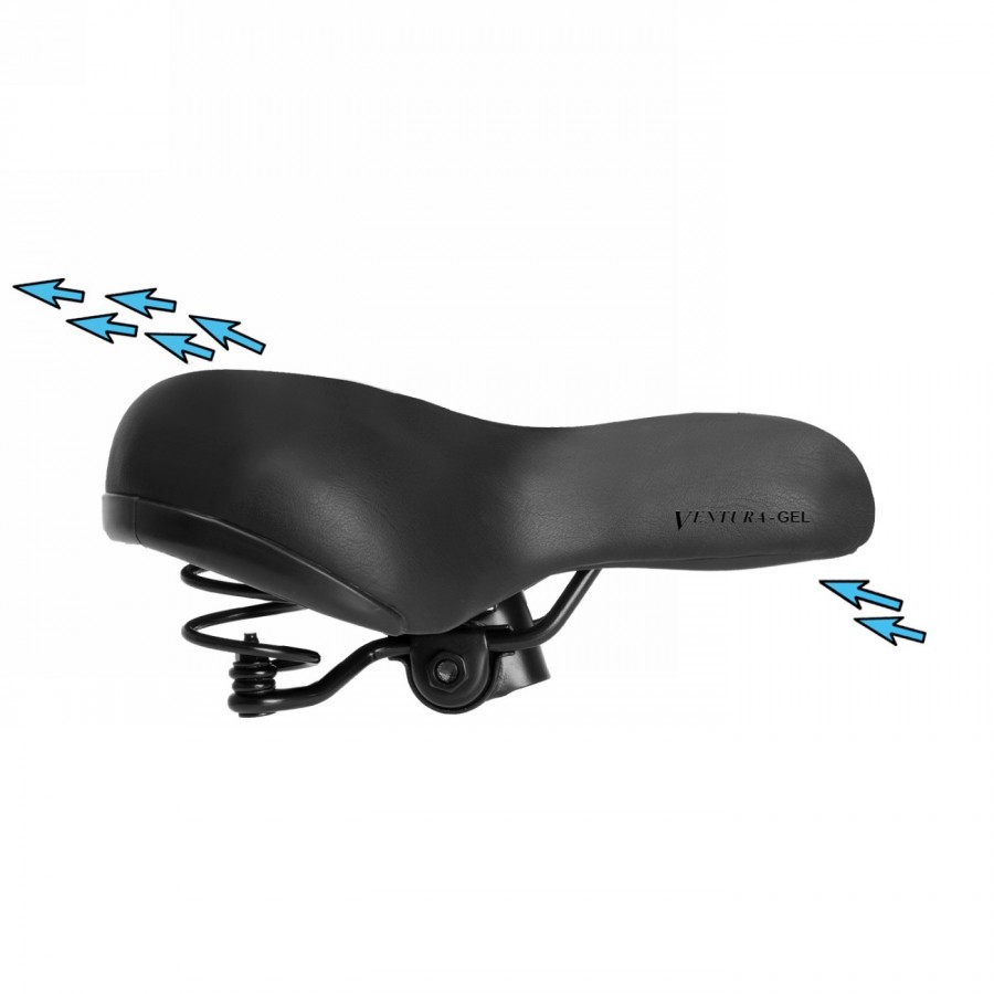 selle ventura gel, 255 mm x 205 mm, o-zone full cut, insert gel, avec taquets, noir, mv - 2