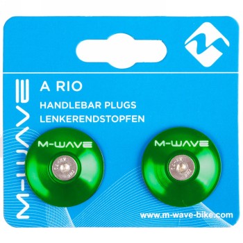 Embouts de guidon, m-wave, alu, anodisé vert, pour diamètre intérieur 17.5-19.5 mm, avec vis inox, par paire sur carte - 3