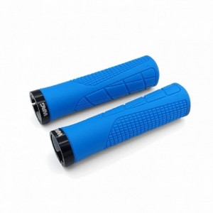 Pair of mtb pro grips with 135mm blue lock ring - 1