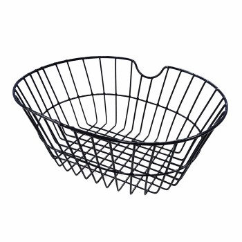 Oval front basket 31,5x18x39,5cm in black wide mesh steel - 1