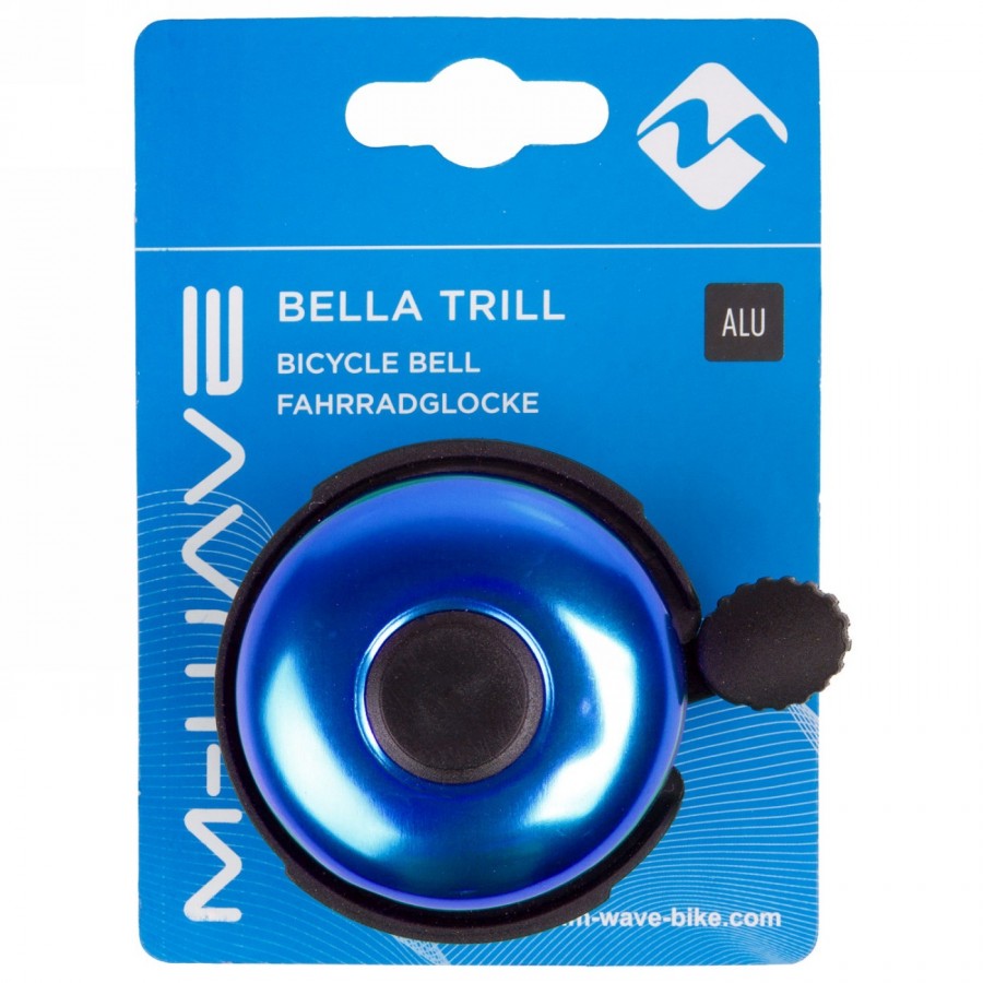 Campanello per bicicletta, alluminio, blu/nero, montaggio rapido, con una sola vite m3, scheda m-wave - 3 - Campanelli - 0887539