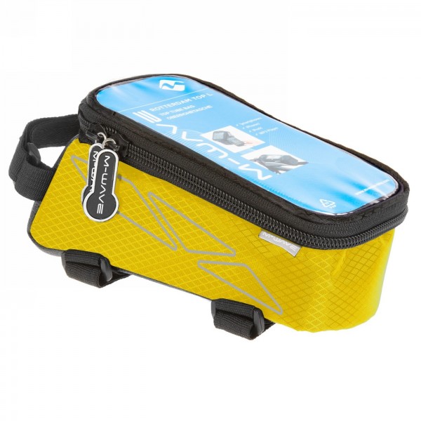 Top tube bag for smartphone 'm-wave rotterdam top', yellow, fastening with 3 velcro fasteners - 1