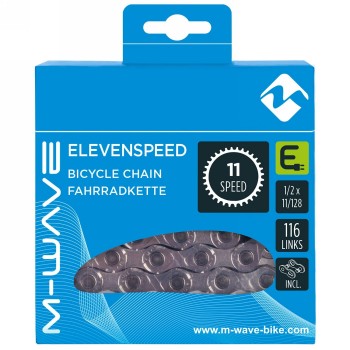 Cadena E-bike m-wave, 1/2x11/128, plata, 116 eslabones, 11 velocidades, con eslabón de bloqueo, ek - 2